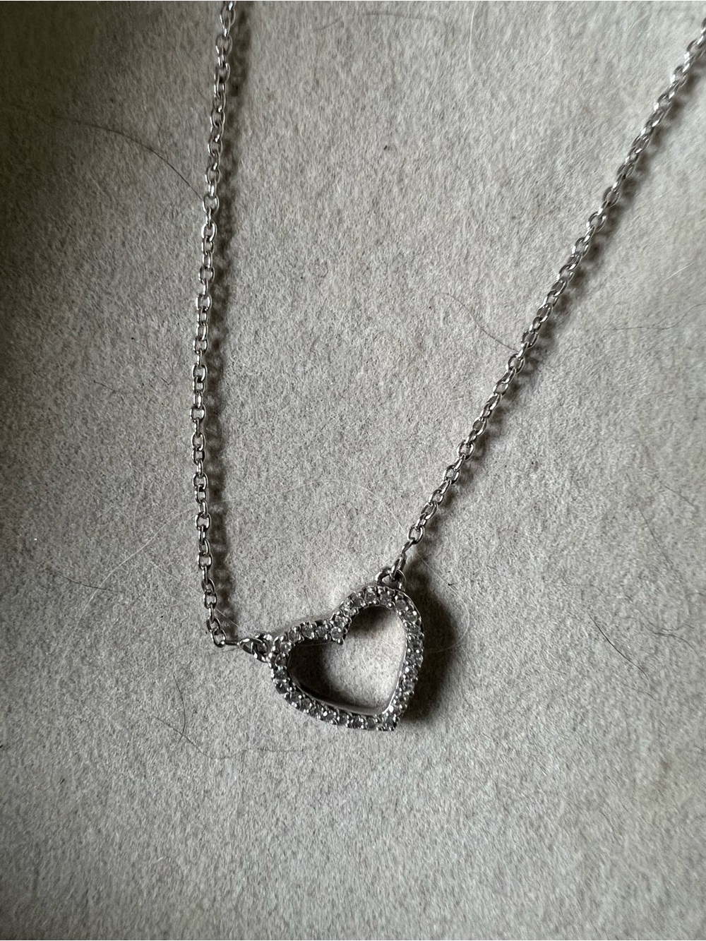 925 Silver Heart Pendant Necklace with Pavé Crystals - Silver